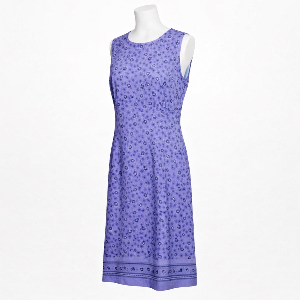 Vintage SAG HARBOR Purple Floral Midi Shift Dress L Cottagecore Garden